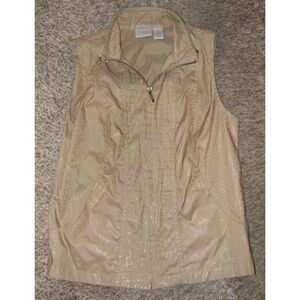 ZENERGY BY CHICO'S Brown Sz Small Full Zip Sleeveless Lightweight Vest Pockets
